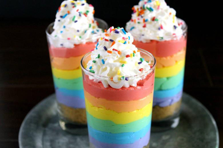 Rainbow No Bake Cheesecake Parfaits
