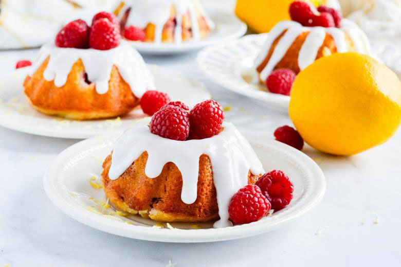 Raspberry Lemon Mini Bundt Cakes